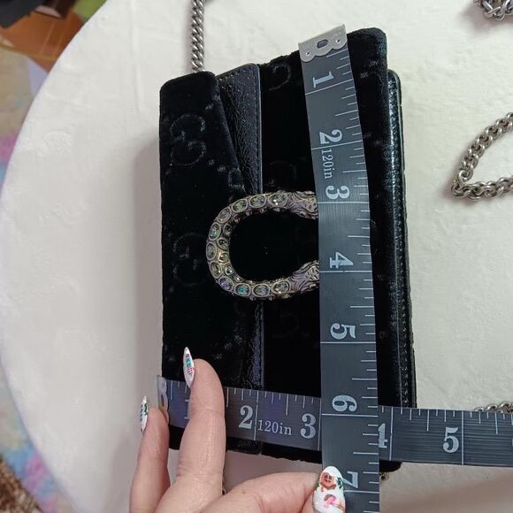 🧧SOLD🧧GUCCI Black Velvet GG Monogram Super Mini Dionysus Shoulder Bag - Picture 13 of 16